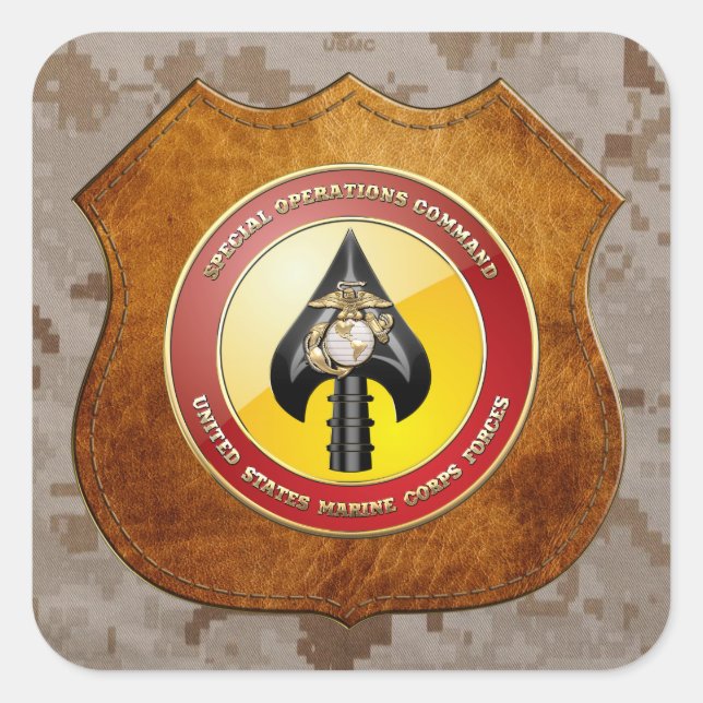 Adesivo Quadrado Comando de Operações Especiais USMC (MARSOC) [3D] (Frente)