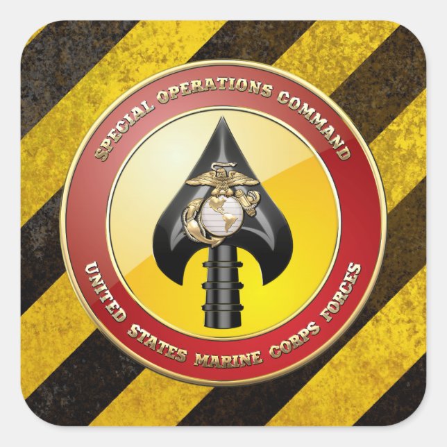 Adesivo Quadrado Comando de Operações Especiais USMC (MARSOC) [3D] (Frente)
