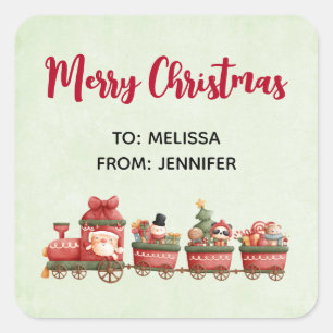 Adesivo Quadrado Comboio de Natais vintages bonitos com Natal de Br
