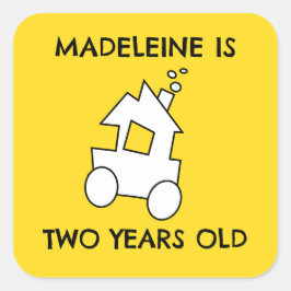 Adesivo Quadrado Comboio para o Segundo Aniversário