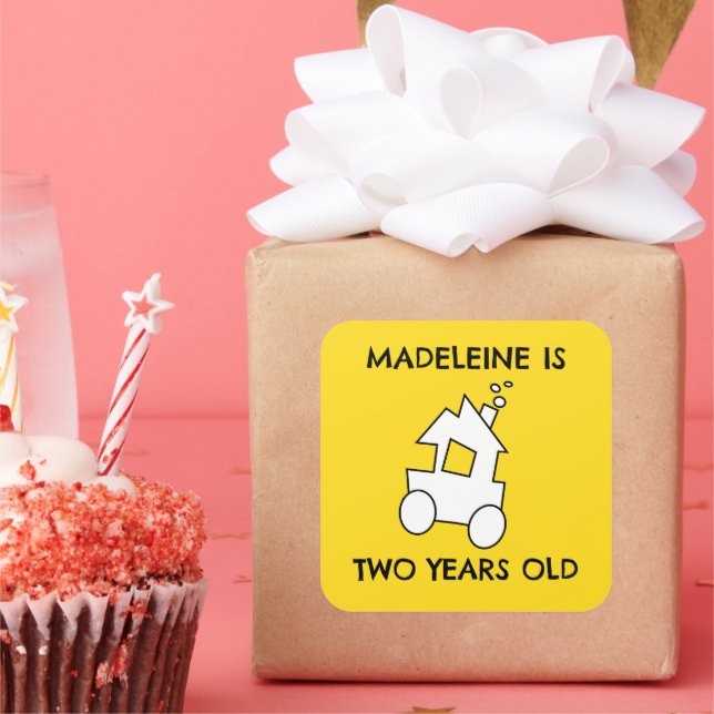 Adesivo Quadrado Comboio para o Segundo Aniversário (Festa)