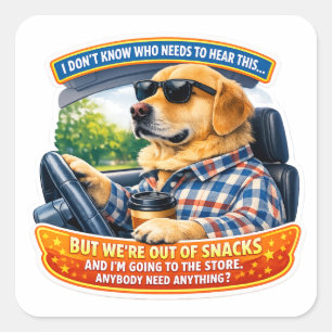 Adesivo Quadrado Comédia de Golden Retriever engraçado Carro Arte M