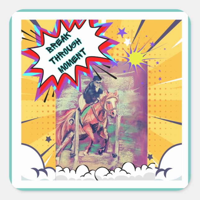 Adesivo Quadrado comédia de salto de papoila (Frente)