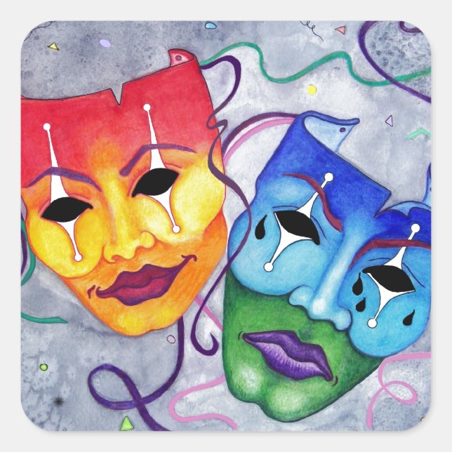 Adesivo Quadrado Comédia e Tragédia (Frente)