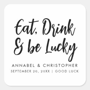 Adesivo Quadrado comer beber fichas de cassino da sorte Bilhete de 
