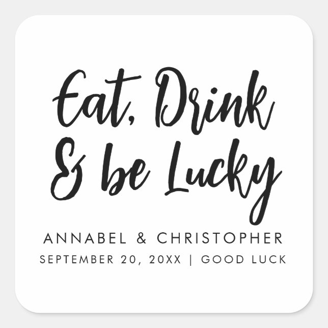 Adesivo Quadrado comer beber ser fichas de cassino da sorte Bilhete (Frente)
