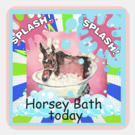 Adesivo Quadrado cômico em banho de cavalo