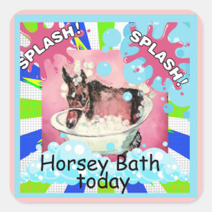Adesivo Quadrado cômico em banho de cavalo
