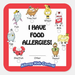 Adesivo Quadrado Comida Alergia Sticker