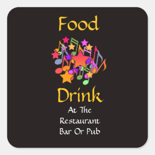 Adesivo Quadrado Comida Bebida Em Restaurante Bar Ou Pub Estrelas