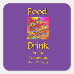 Adesivo Quadrado Comida Bebida Em Restaurante Bar Ou Pub Roxo