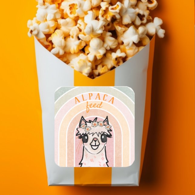 Adesivo Quadrado Comida Boho Rainbow Alpaca (Criador carregado)