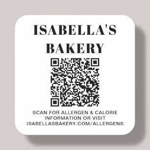 Adesivo Quadrado Comida Informações sobre alergia Caloria Código QR