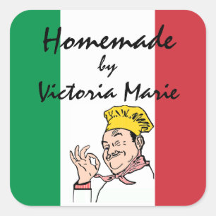 Adesivo Quadrado Comida Italiana Homemade Personalizada