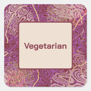 Adesivo Quadrado Comida Vegetariana para Festa de Aniversário Neces