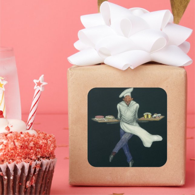 Adesivo Quadrado Comidas de vindima, padeiro com pastelaria (Festa)