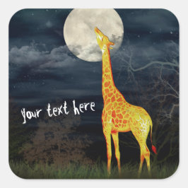 Adesivo Quadrado Como é a lua? Giraffe e Moon Sticke