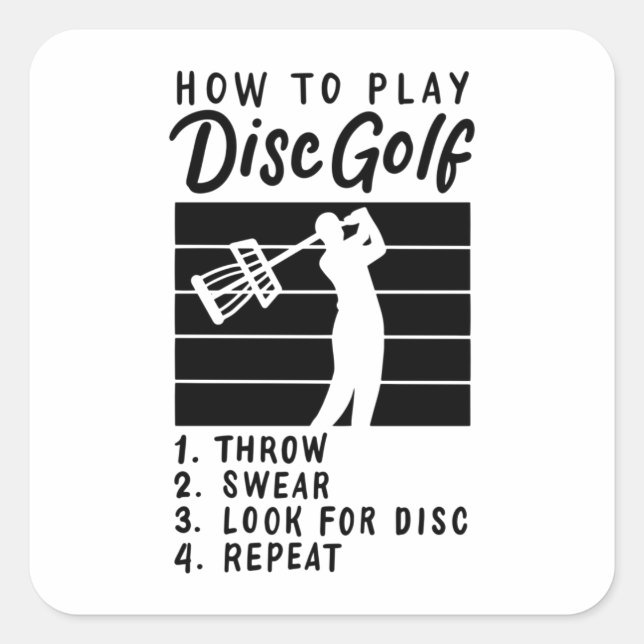 Adesivo Quadrado Como Jogar Golf De Disco (Frente)