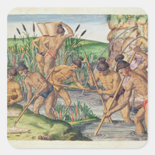Adesivo Quadrado Como os indianos recolhem o ouro dos córregos