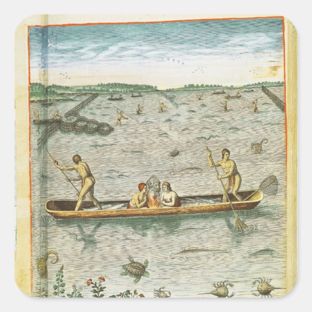 Adesivo Quadrado Como os índios pegam seu peixe (Frente)