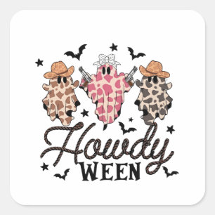 Adesivo Quadrado Como vai Fantasma Rodeio de Halloween Ocidental Co