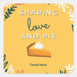 Adesivo Quadrado Compartilhando amor e empate - Nome Personalizado