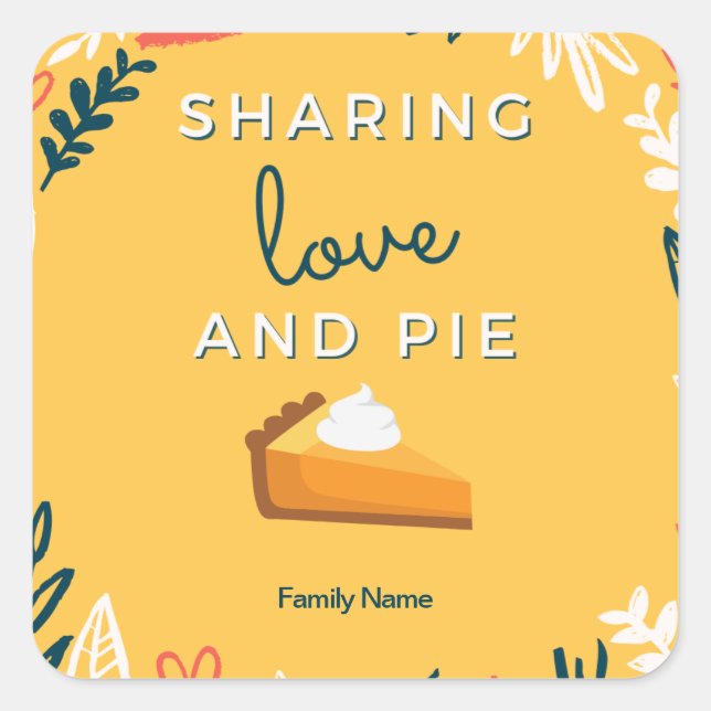 Adesivo Quadrado Compartilhando amor e empate - Nome Personalizado  (Frente)