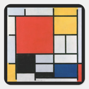 Adesivo Quadrado Composição Abstrata Vintage por Piet Mondrian