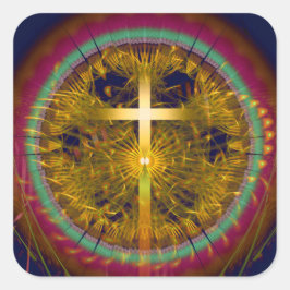 Adesivo Quadrado Composição redonda entre arte fractal