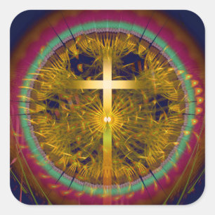 Adesivo Quadrado Composição redonda entre arte fractal