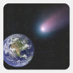 Adesivo Quadrado Composto de Digitas de um título do cometa para o