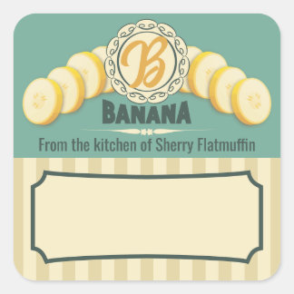 Adesivo Quadrado Compota de pão de banana da cozinha da enlatação
