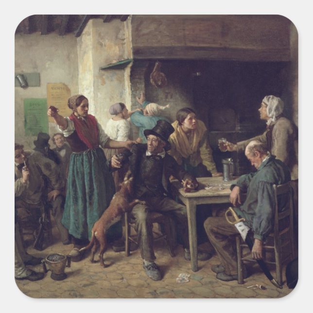 Adesivo Quadrado Compra de vinho Segunda-feira, 1858 (Frente)