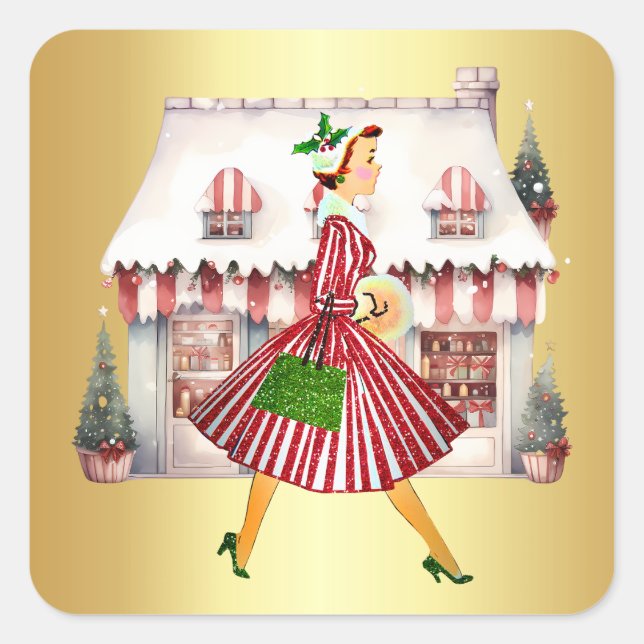 Adesivo Quadrado comprada de dama de Natal de 1950 (Frente)