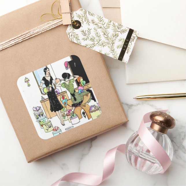 Adesivo Quadrado Comprando chapéus (Presentear)