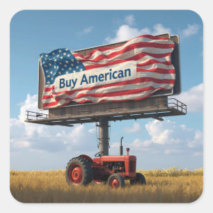 Adesivo Quadrado Comprar Cartaz Americano Com Trator Retrô