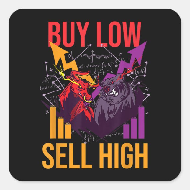 Adesivo Quadrado Comprar DO MERCADO GLOBAL BAIXO MERCADO DE AÇÕES D (Frente)