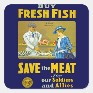Adesivo Quadrado Compre economias do ~ dos peixes frescos a carne