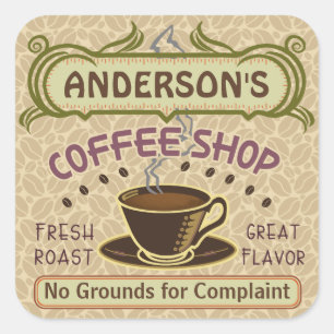 Adesivo Quadrado Compro de café com a taça Crie o seu