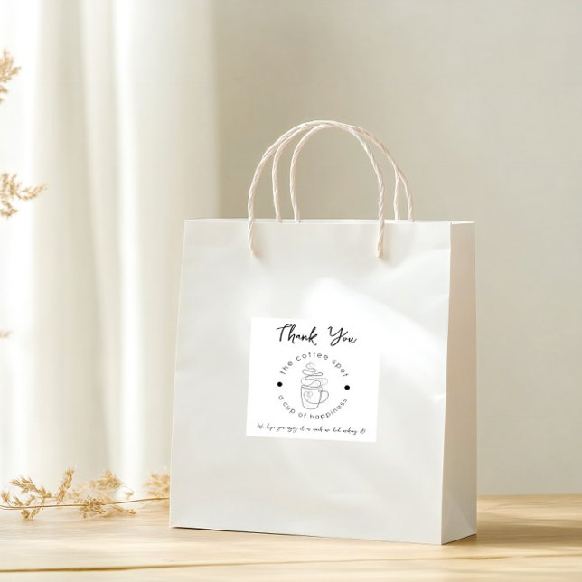 Adesivo Quadrado Compro de Café Personalizado Adicione Seu Logotipo (Criador carregado)