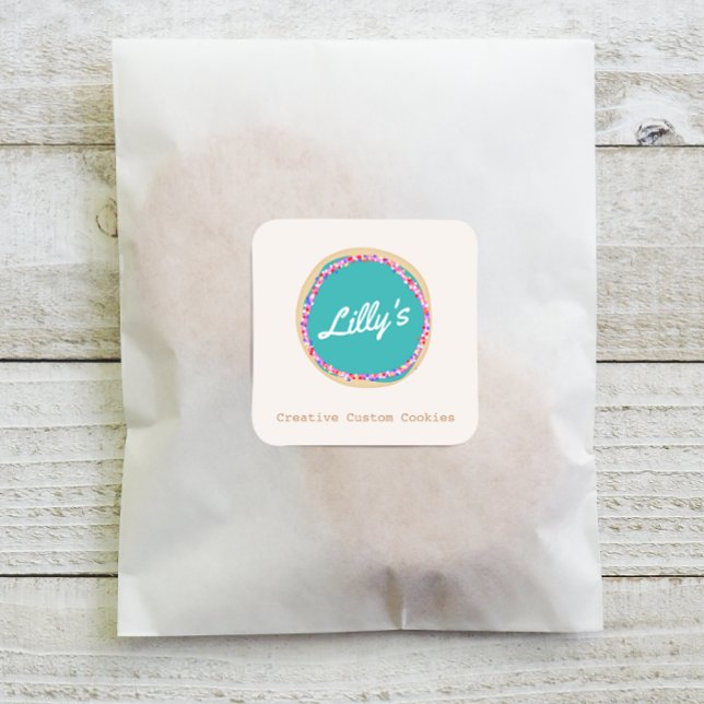 Adesivo Quadrado Compro de pastelaria Cookies Personalizados (Criador carregado)