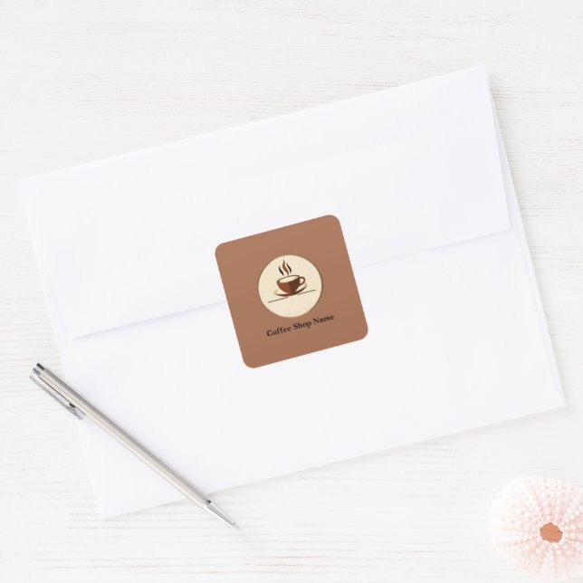 Adesivo Quadrado Compro profissional Compre de Café Simples Moderno (Envelope)