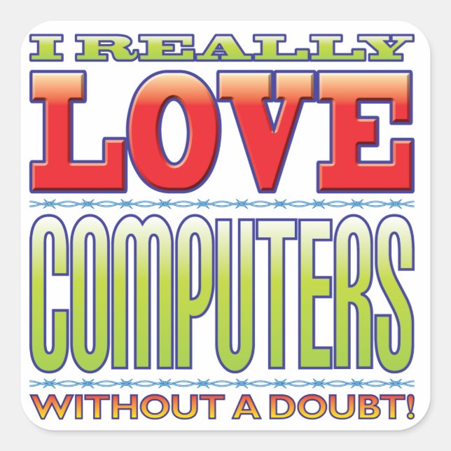 Adesivo Quadrado Computadores com Amor (Frente)