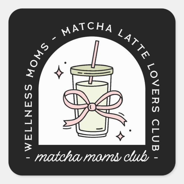 Adesivo Quadrado Comunidade engraçada de mães de matcha (Frente)