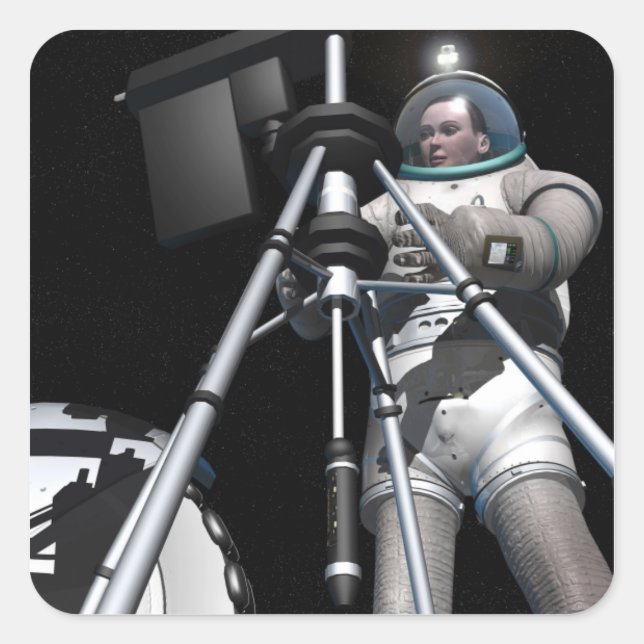 Adesivo Quadrado Conceito do artista de exploração espacial futura (Frente)