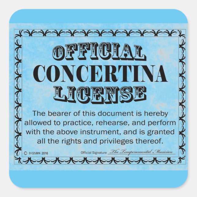 Adesivo Quadrado Concertina License Square Sticker (Frente)