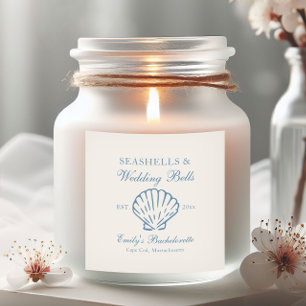 Adesivo Quadrado Conchas e Sininhos de Casamento Despedida de Solte