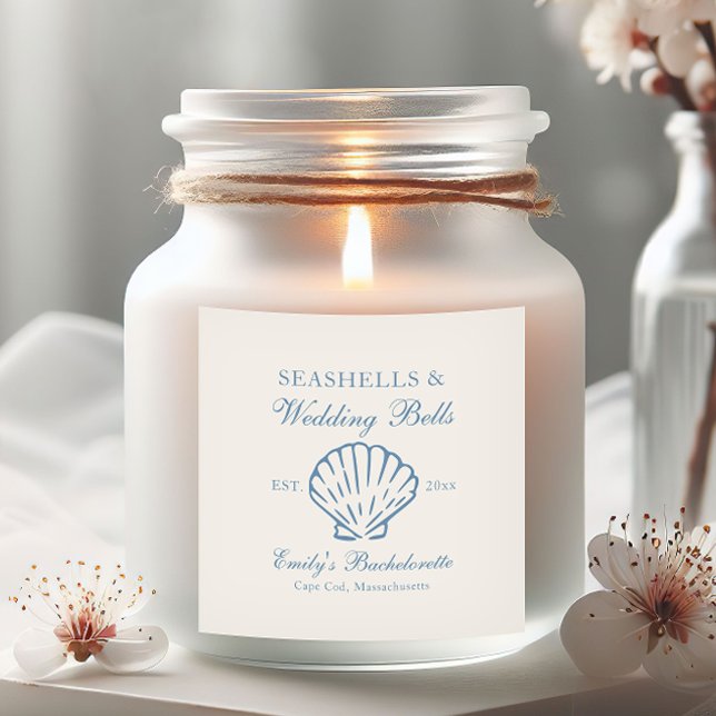 Adesivo Quadrado Conchas e Sininhos de Casamento Despedida de Solte (Criador carregado)