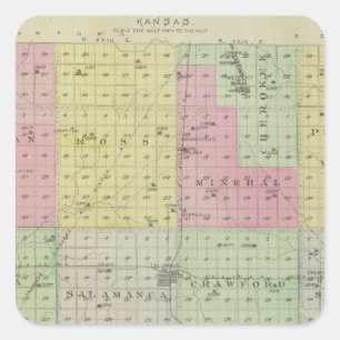 Adesivo Quadrado Condado de Cherokee, Kansas