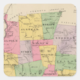 Adesivo Quadrado Condado de Cheshire, NH